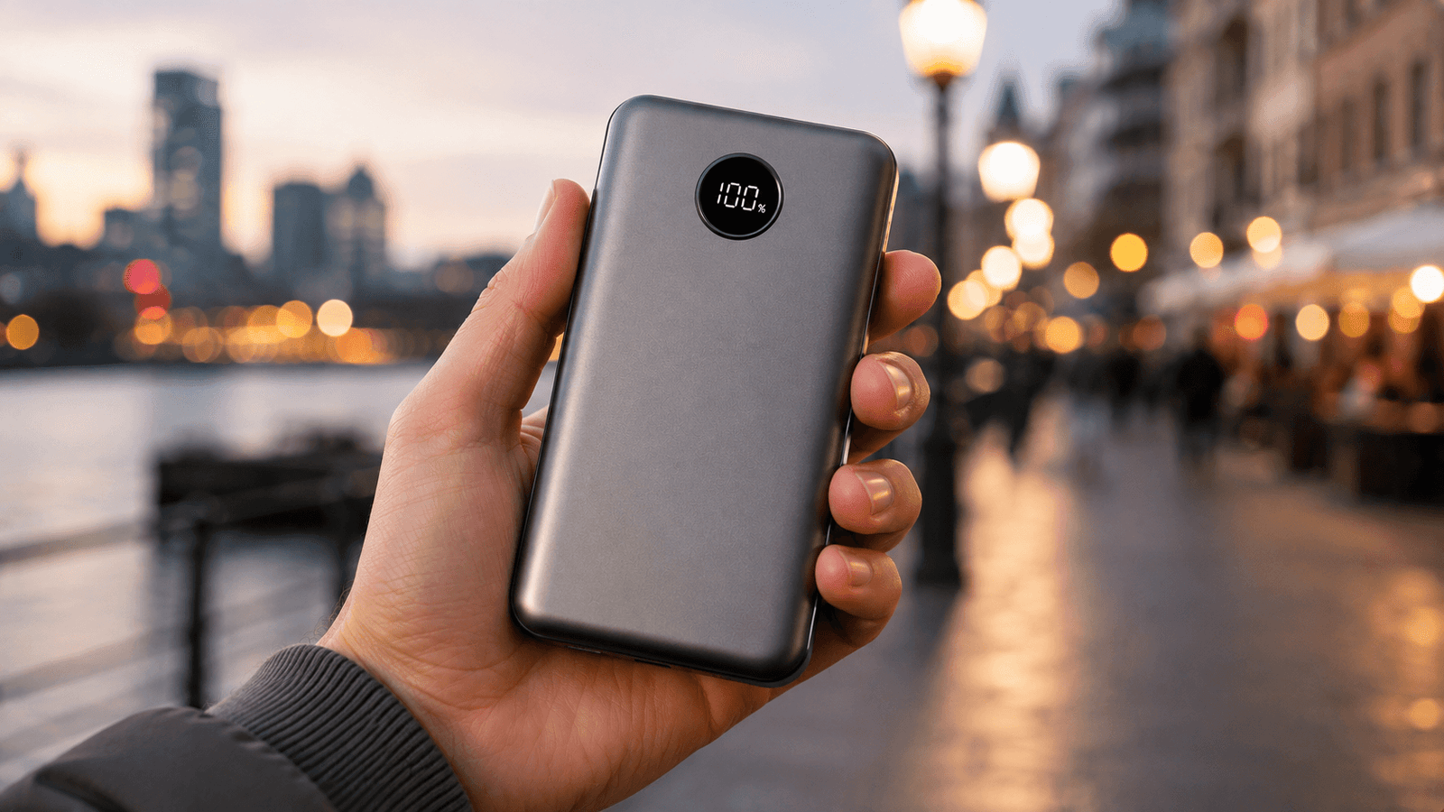 Ugreen charging bank in hand